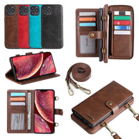 Compatible with Apple, Detachable Wallet Backpack Strong Adsorption Leather Flip Phone Cases For Samsung Galaxy Note 20 UItra Note 10 Plus 9 8 Cover