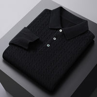 Autumn New Twisted Floral Polo Long Sleeve Loose Casual Bottoming Sweater For Men