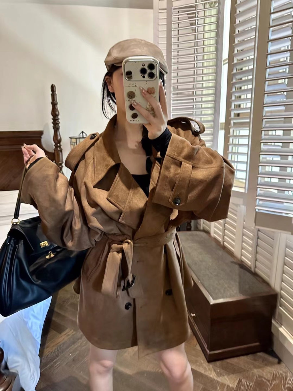 Fall Mid-length British Style Lace-up Trench Coat For Women