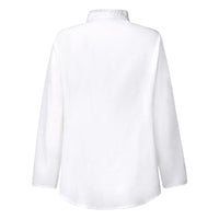 Women's Solid-Colored Ruffle-Trimmed Button-Front Shirt