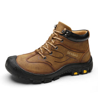 Large Size Men's Leather Boots Plus Velvet Warm Snow Boots