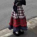 American-style Retro Lace Color Matching Gradient Skirt Women's All-match Casual