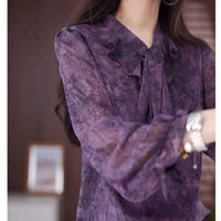 Fashionable Long-Sleeve Floral Chiffon Shirt