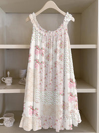 3D Digital Print Pastoral-style Womens Strap Lace Dress