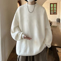 Spring And Autumn Ins Fashion Brand Loose And Idle Solid Color Sweater Round Neck Sweater For Men