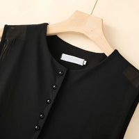 Versatile Sleeveless Womens Garment With Designer Touch Round-Neck Mesh Vest