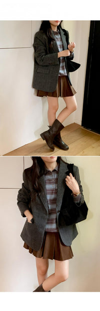 Retro Tweed Suit Single-Breasted Coat