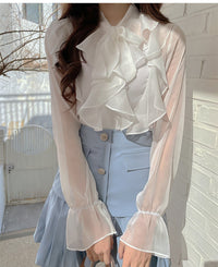 Chiffon Blouse Women's Casual Sheer Shirt