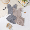 Wooden Ear Sleeveless Vest Shirt Shorts Two-piece Set Infant Plaid Suit