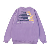 Street Fashion Loose Five-pointed Star Printing Fleece-lined Crew Neck Sweater