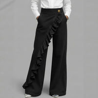 Retro Irregular High-Waist A-Line Denim Trousers