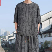 Men's Thin Short-sleeved Trousers Loose Two-piece Suit