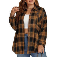 European And American Style Spring Autumn Casual Button-down Flannel Plaid Long-sleeve
