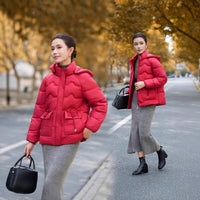 Hooded Cotton Jacket Women's Thickened Middle-aged And Elderly Coat