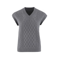Women's V-neck Twisted Solid Color Top Sweater