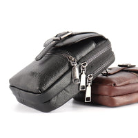 Genuine Leather Belt-Attached Multifunctional Phone Bag Mens Waist Bag
