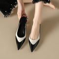 Women's All-leather Thin Mid-heel Sandals