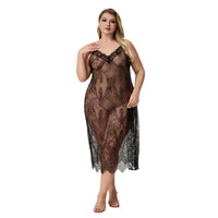 Plus-size Camisole Pajamas For Women Summer Satin Sexy Lace Maxi Nightgown And Loungewear