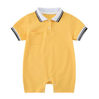 Boys And Girls Preppy Fashion Lapel Romper