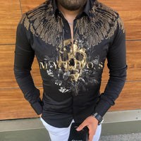 New Men's Lapel Casual Youth Printed Top