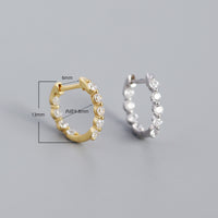 New S925 Silver Ins Geometric Zircon Diamond Earclip Earrings Silver Accessories Women