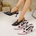 Luxury 2026 Summer New Women's Pointed Toe Rivet Thin Heels Sexy One-Strap High Heel Closed Toe Sandals