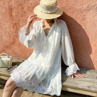 Long-Sleeve Elegant Holiday Tencel Linen Dress For Women
