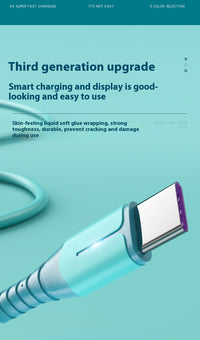 The Fast Charging Data Cable Is Suitable For Mobile Phone Liquid Silicone Charging Cable With Light