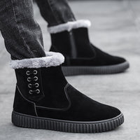 Men's Thick Cotton Shoes Waterproof Black Snow Boots