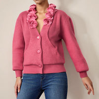 Autumn And Winter French Rose V-neck Sweater