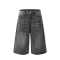 Worn Looking Washed-out Denim Shorts Men's Loose