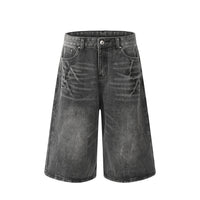 Worn Looking Washed-out Denim Shorts Men's Loose