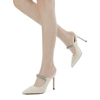 Original Womens Footwear Brand White Pearl Pointed-toe High Heels