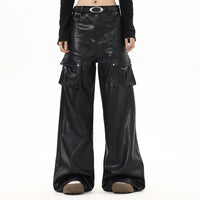 Men's Motorcycle Loose Wide-leg Leather Pants