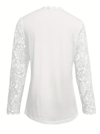 Lace Crewneck Long-sleeve Vintage Top