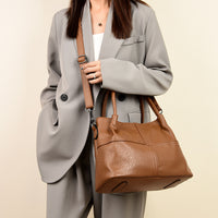Women's Soft Leather Commuter Tote Bag Simple Shoulder Messenger Bag