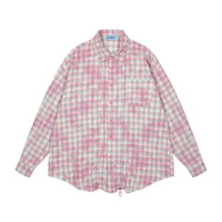 Retro Plaid Denim Collar Shirt Autumn