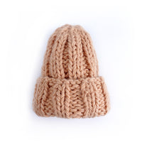 Knitted Hat Ladies Winter Pure Color Simple Thick Woolen Hat