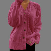 Autumn And Winter V-neck Single Breasted Cross-border Foreign Trade Cable-knit Sweater Coat