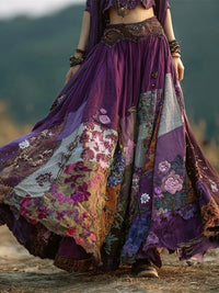 Womens Long Midi Skirt With A Classic Floral Print