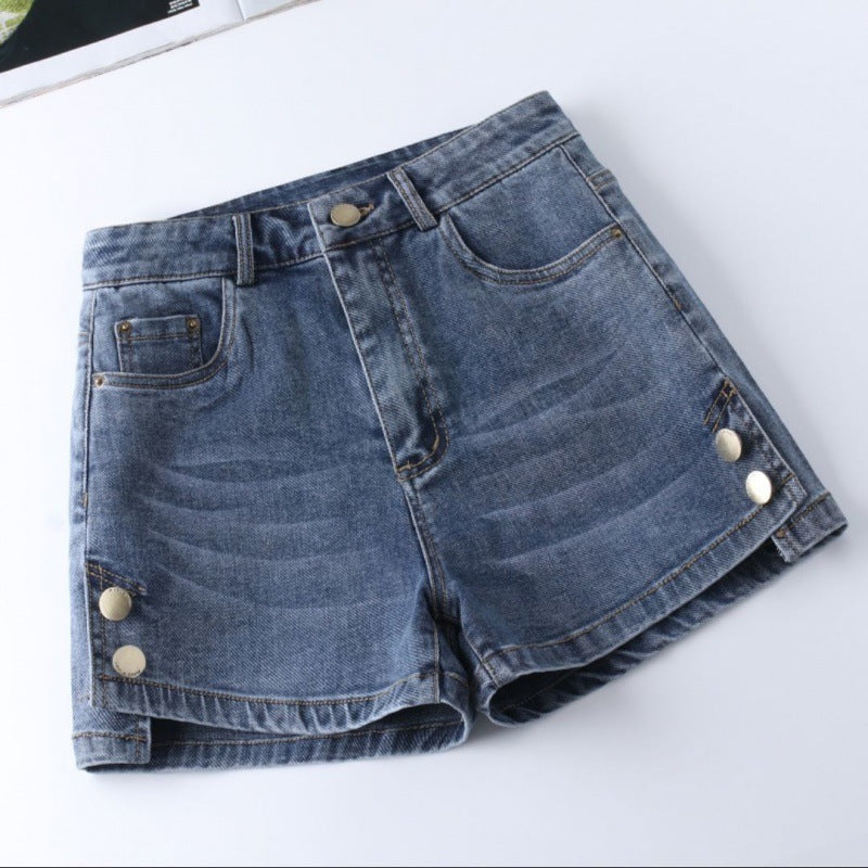 High Waist Denim Shorts Slimming Versatile Loose Word Outerwear Hot Pants Trendy