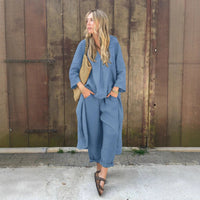 Shirt And High-waisted Loose-fitting Pants Workwear Set