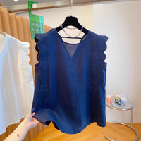 Retro Linen Vest Shirt Women's Top