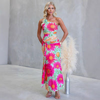 Sexy One Shoulder Printed SlimFit Mesh Dress