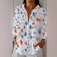 Digital Printing Women's Fashion Plus Size Lapel Long Sleeve Shirt