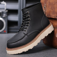 Men's Workwear Retro First Layer Slip-On Flat Martin Boots