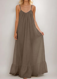 Summer Sexy Strap Sleeveless Solid Color Maxi Dress