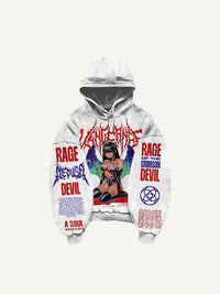 Men's Printed Hooded Loose Retro Sweatshirt