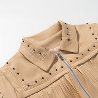Retro Short Tassel Rivets Leather Jacket