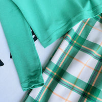Fashion Girls Top Plaid Wide Leg Pants Set